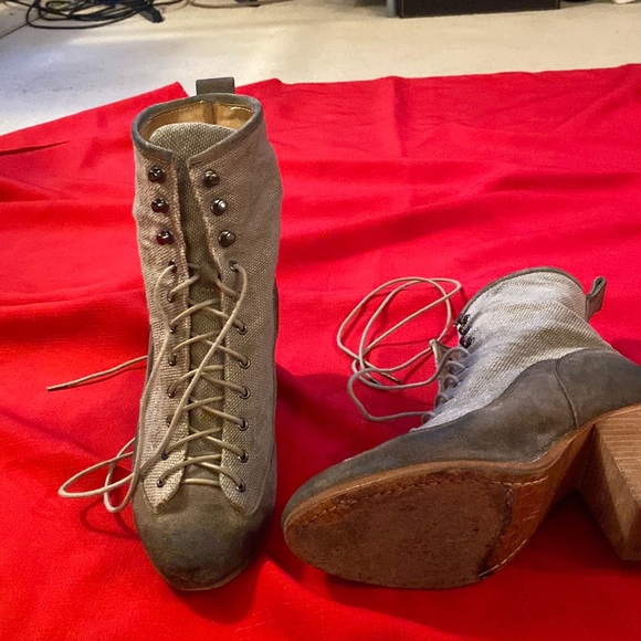 Rag and Bone booties, green canvas top with green suede bottom. - Picture 1 of 1